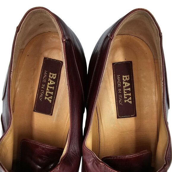Vintage Bally Italy Dress Shoes Mens size 10.5 Burgundy Calfskin Leather Oxfords - Picture 10 of 11